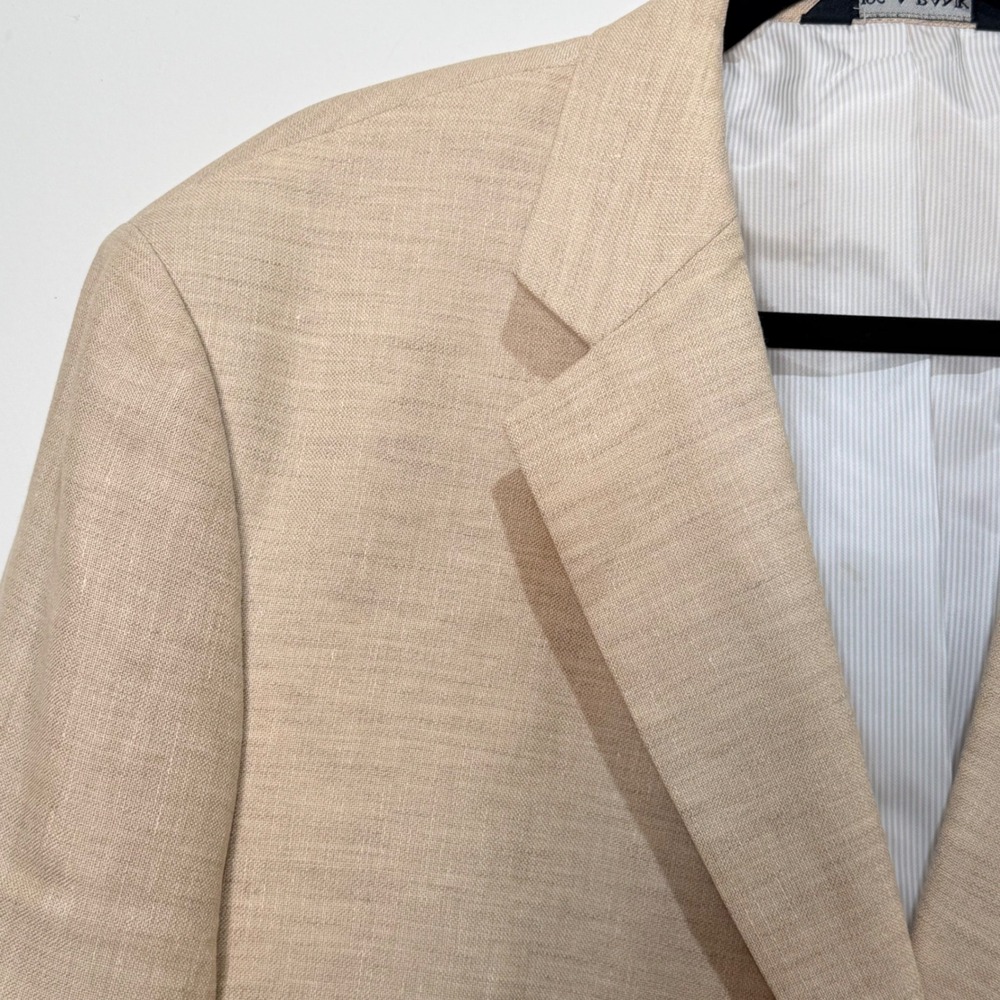 Jos. A. Bank Sport Coat 44 RG Beige Linen Wool Blend Two Button Blazer spring - Picture 4 of 16